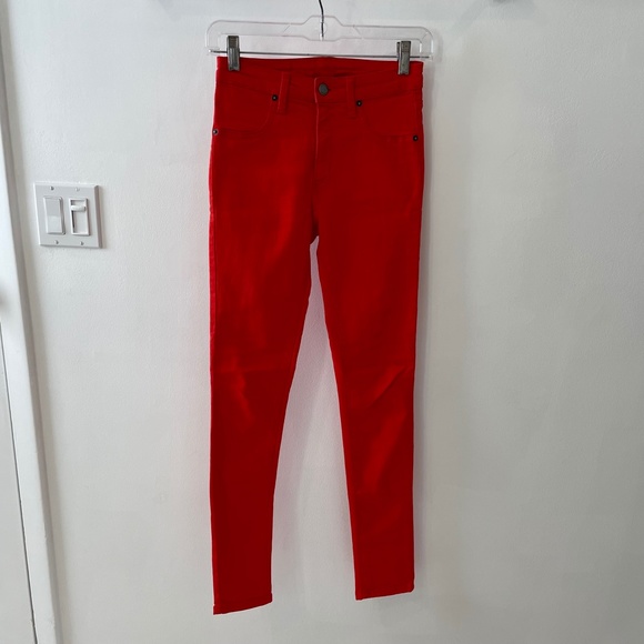 Skinny Bright Red Carmar Jeans Size 25 High Rise - Picture 3 of 9